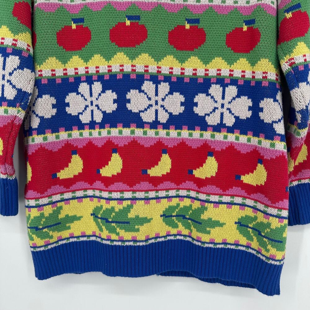 FARM RIO Sweet Orchard Chunky Knit Cardigan Cozy Oversized Fruit Floral Sweater - Picture 12 of 16